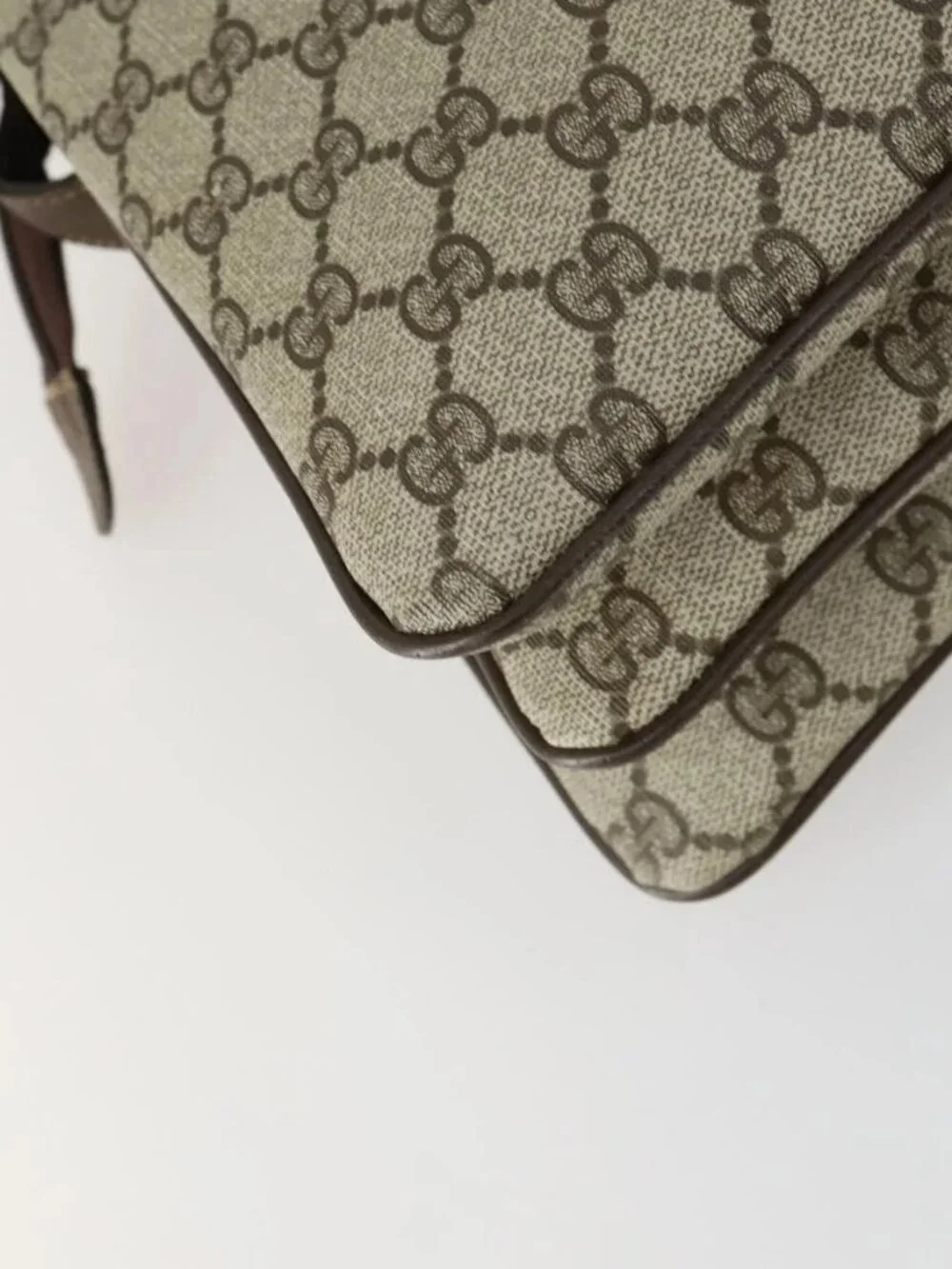 GUCCI GG Supreme Web Sherry Line Bag PVC Beige Gold 41 001 4085 Auth 156428 - Picture 5 of 16